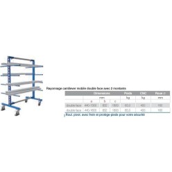 Rayonnage cantilever mobile  1600 double face