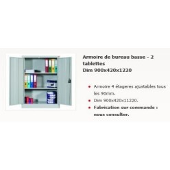 ARMOIRE DE BUREAU BASSE - 2 TABLETTES 1220x900x420