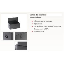 COFFRE DE CHANTIER SANS PLATEAU 550X300X300