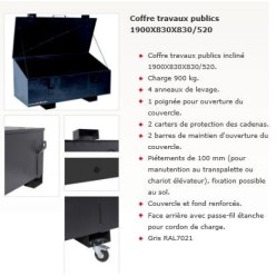 COFFRE TRAVAUX PUBLICS 1900X830X830/520