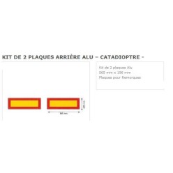 kit plaques reflechissantes arriere remorque 565x196 mm (2 plaques alu)