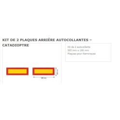 kit plaques reflechissantes arriere remorque 565x196 mm (2 autocollants)