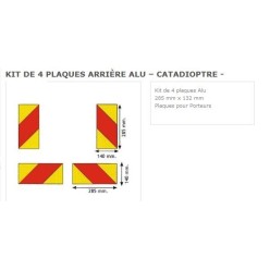 kit plaques reflechissantes arriere remorque 565x196 mm (4 plaques alu )