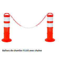 Bobine de Chaine fluo orange blanche de signalisation diam 8 mm 