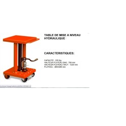 table de mise a niveau hydraulique 225  kg 460x460 mm