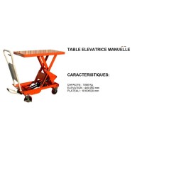 table elevatrice manuelle 1000 kg 445x950 mm